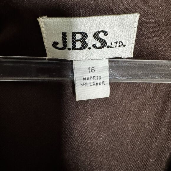 VTG J.B.S. LTD Brown Polka Dot Dress V-neck Butterfly Sleeves Size XL 16 - Picture 4 of 6